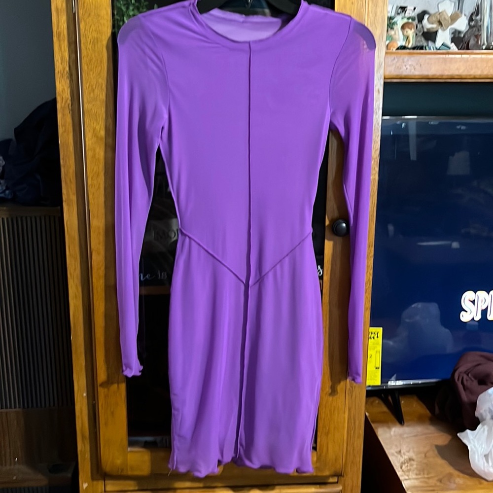 2 layer purple ribbed dress